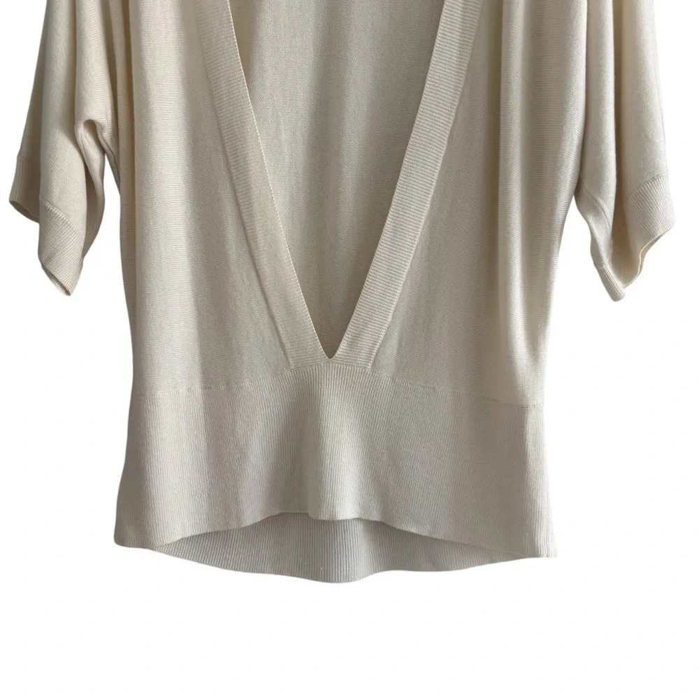 Ann Taylor Cashmere Blend Sweater Large Deep Pullover V-Neck Office Quiet Luxury